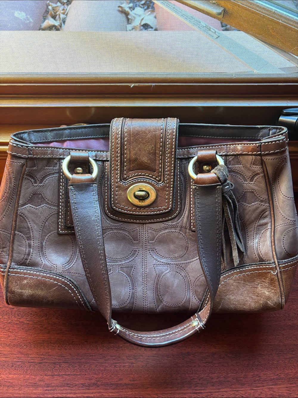 Coach Classic Brown Leather Tote Handbag